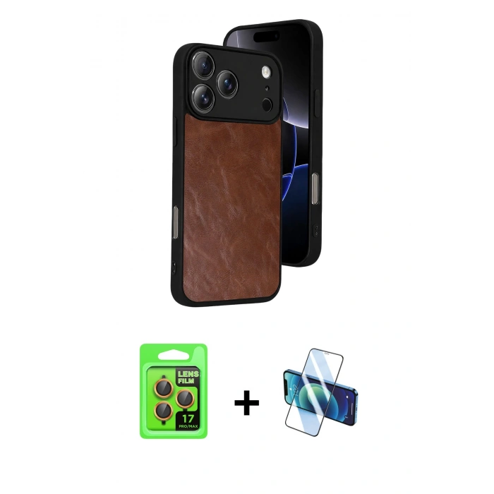 MARSİLYAN™- iPhone 17 Pro Kılıf Kıvılcım Işık Serisi - Siyah 3D Antistatik Cam Ekran Koruyucu + Raze Metal Kamera Lens - TU