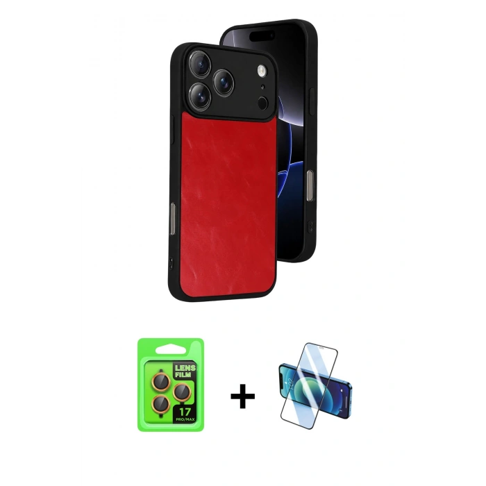 MARSİLYAN™- iPhone 17 Pro Kılıf Kıvılcım Işık Serisi - Siyah 3D Antistatik Cam Ekran Koruyucu + Raze Metal Kamera Lens - TU