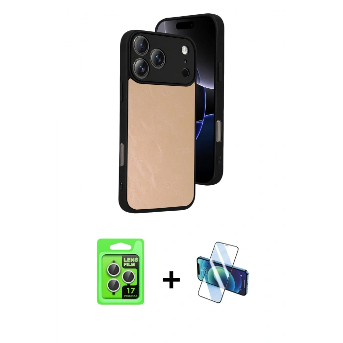 MARSİLYAN™- iPhone 17 Pro Kılıf Kıvılcım Işık Serisi - Siyah 3D Antistatik Seramik Nano Ekran Koruyucu + Raze Metal Kamera Lens - GS