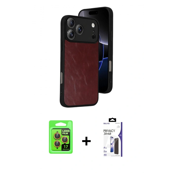 MARSİLYAN™- iPhone 17 Pro Kılıf Kıvılcım Işık Serisi - Siyah Bilvis 3X AR Hayalet Cam Ekran Koruyucu + Raze Metal Kamera Lens - TU
