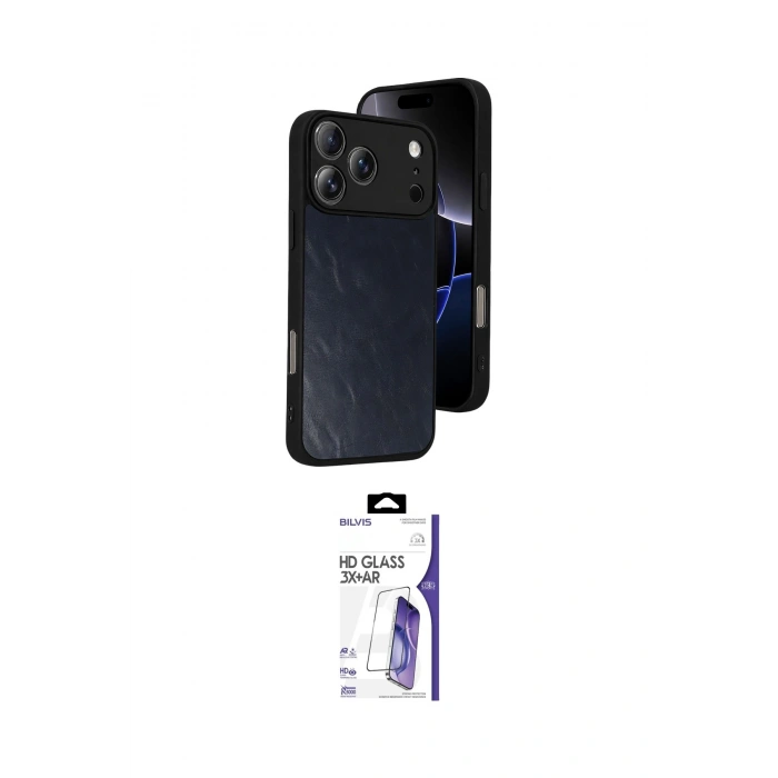 MARSİLYAN™- iPhone 17 Pro Kılıf Kıvılcım Işık Serisi - Siyah Bilvis 3X AR HD Cam Ekran Koruyucu