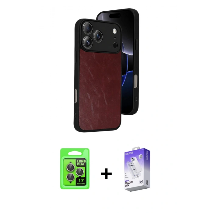 MARSİLYAN™- iPhone 17 Pro Kılıf Kıvılcım Işık Serisi - Siyah Bilvis 5in1 3D Magic Cam Ekran Koruyucu + Raze Metal Kamera Lens - GI