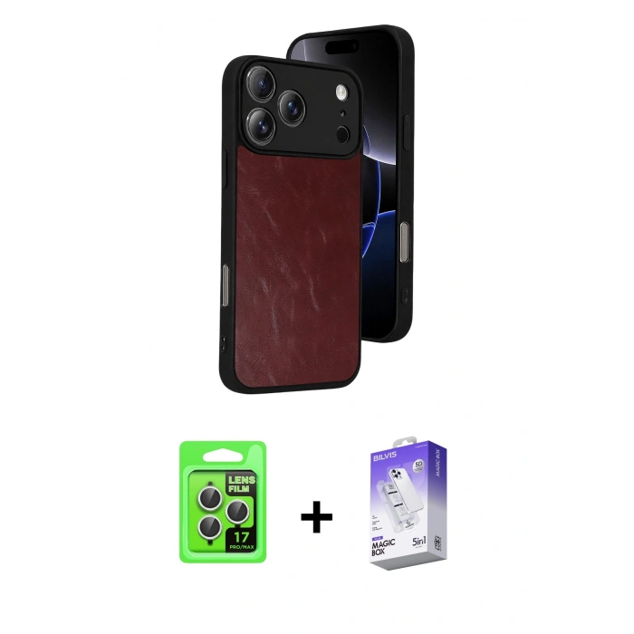 MARSİLYAN™- iPhone 17 Pro Kılıf Kıvılcım Işık Serisi - Siyah Bilvis 5in1 3D Magic Cam Ekran Koruyucu + Raze Metal Kamera Lens - GS