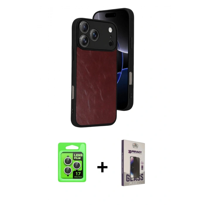 MARSİLYAN™- iPhone 17 Pro Kılıf Kıvılcım Işık Serisi - Siyah Bilvis Hayalet Cam Ekran Koruyucu + Raze Metal Kamera Lens - GS
