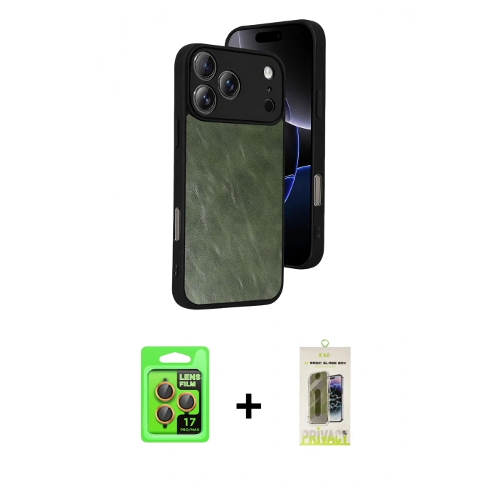 MARSİLYAN™- iPhone 17 Pro Kılıf Kıvılcım Işık Serisi - Siyah Joko Magic 5D Hayalet Cam + Raze Metal Kamera Lens - TU