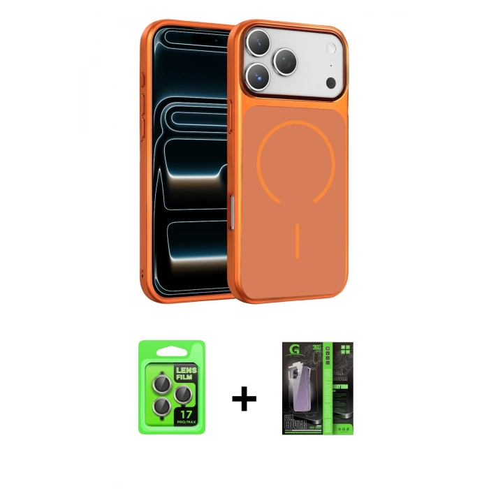 MARSİLYAN™- iPhone 17 Pro Kılıf Kıvılcım Klasik - Şeffaf 360 Full Body Arka Koruyucu + Raze Metal Kamera Lens - GI