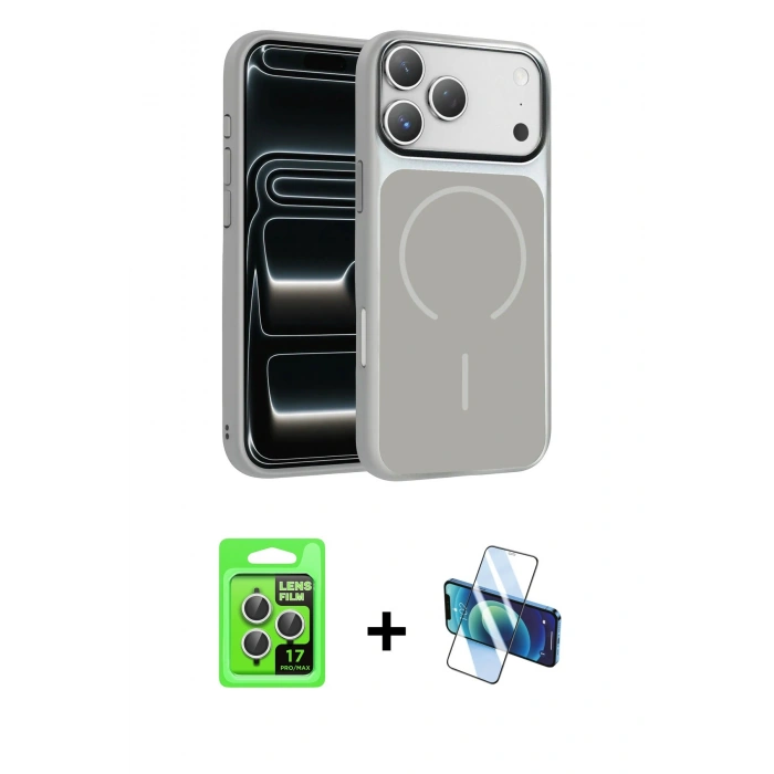 MARSİLYAN™- iPhone 17 Pro Kılıf Kıvılcım Klasik - Siyah 3D Antistatik Seramik Nano Ekran Koruyucu + Raze Metal Kamera Lens - GS