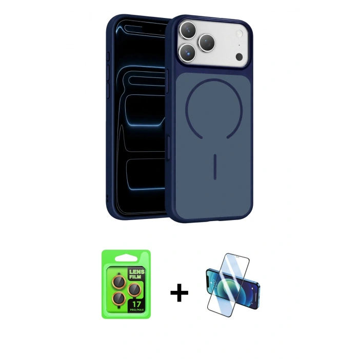 MARSİLYAN™- iPhone 17 Pro Kılıf Kıvılcım Klasik - Siyah 3D Antistatik Seramik Nano Ekran Koruyucu + Raze Metal Kamera Lens - TU