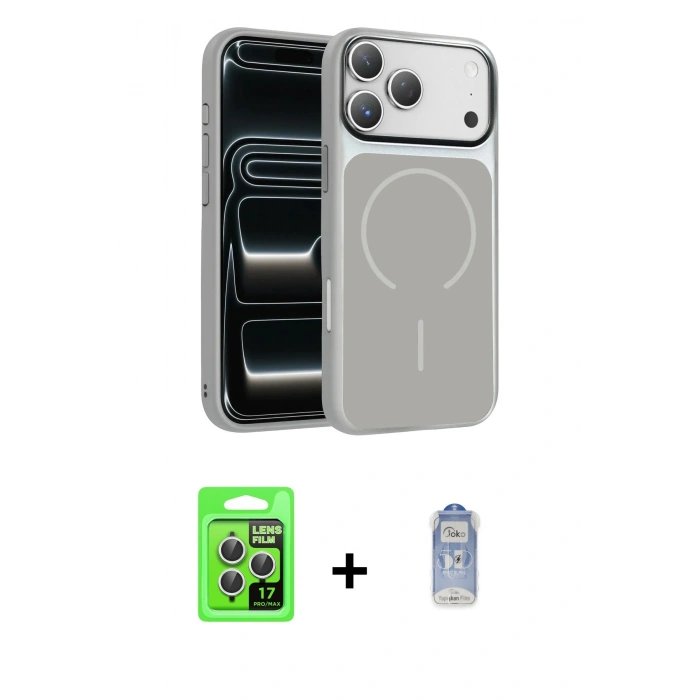 MARSİLYAN™- iPhone 17 Pro Kılıf Kıvılcım Klasik - Siyah Joko Magic 5D Cam + Raze Metal Kamera Lens - GS