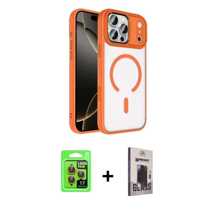 MARSİLYAN™- iPhone 17 Pro Kılıf Kıvılcım Prime - Siyah Bilvis Hayalet Cam Ekran Koruyucu + Raze Metal Kamera Lens - TU