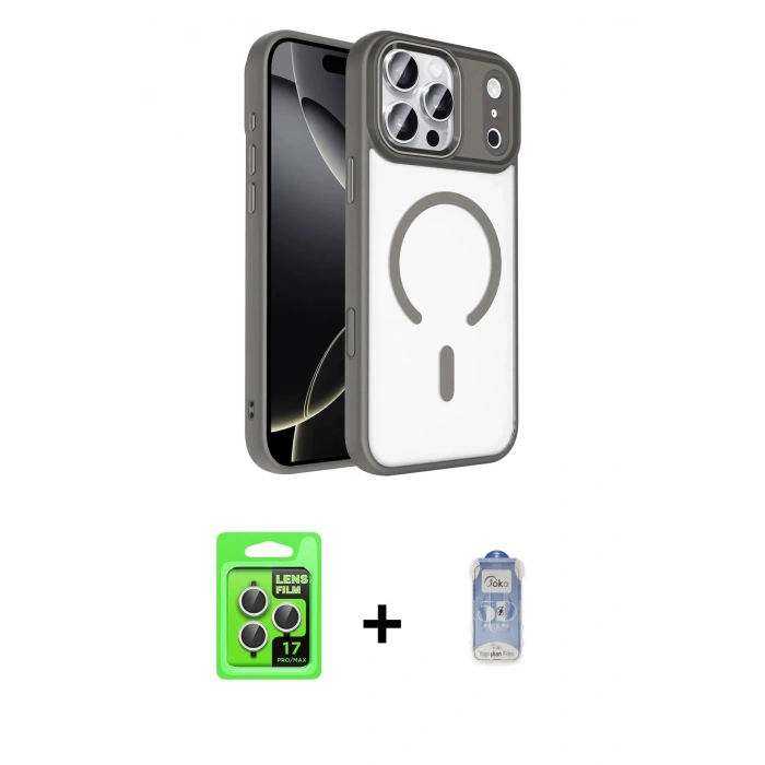 MARSİLYAN™- iPhone 17 Pro Kılıf Kıvılcım Prime - Siyah Joko Magic 5D Cam + Raze Metal Kamera Lens - GS