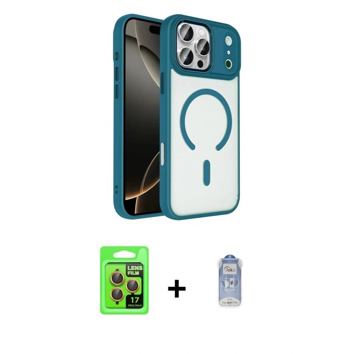 MARSİLYAN™- iPhone 17 Pro Kılıf Kıvılcım Prime - Siyah Joko Magic 5D Cam + Raze Metal Kamera Lens - TU