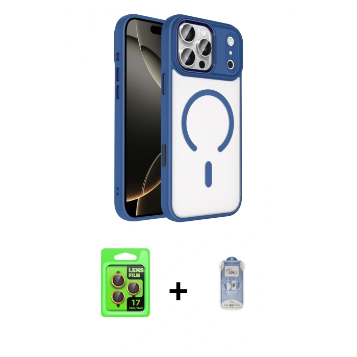 MARSİLYAN™- iPhone 17 Pro Kılıf Kıvılcım Prime - Siyah Joko Magic 5D Cam + Raze Metal Kamera Lens - TU
