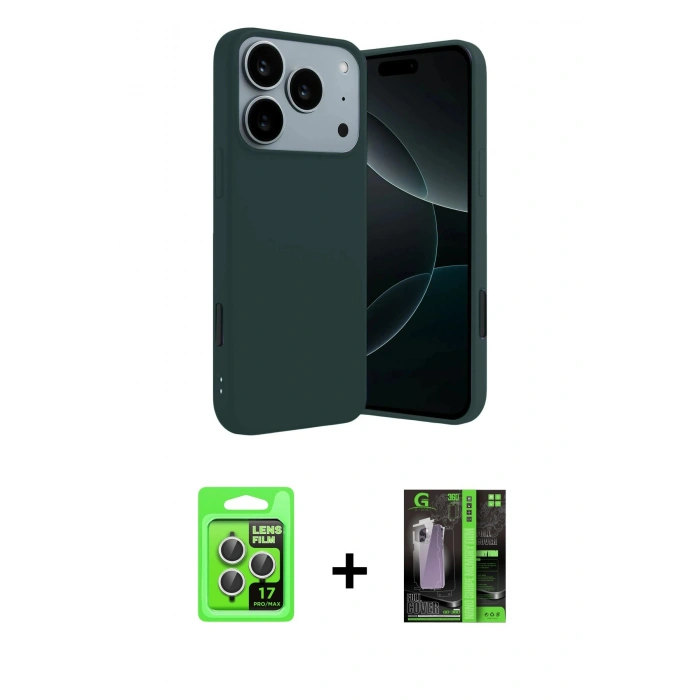 MARSİLYAN™- iPhone 17 Pro Kılıf Kozmos Yansıma Özel Seri - Siyah 360 Mat Full Body Arka Koruyucu + Raze Metal Kamera Lens - GS