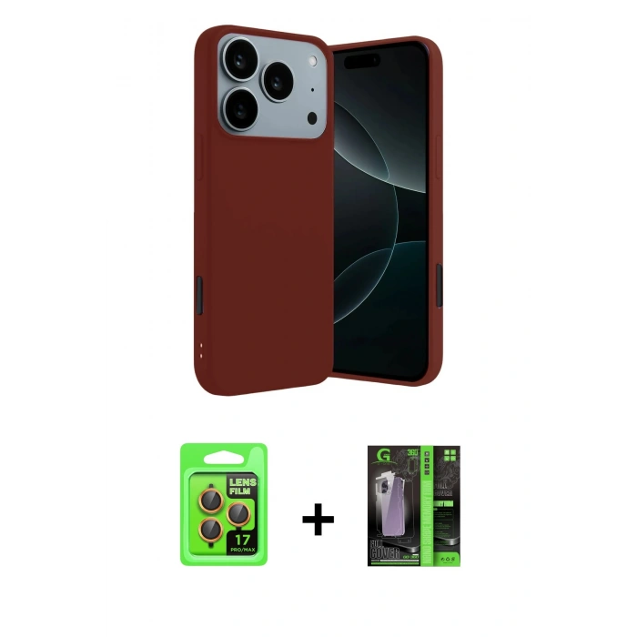 MARSİLYAN™- iPhone 17 Pro Kılıf Kozmos Yansıma Özel Seri - Siyah 360 Mat Full Body Arka Koruyucu + Raze Metal Kamera Lens - TU