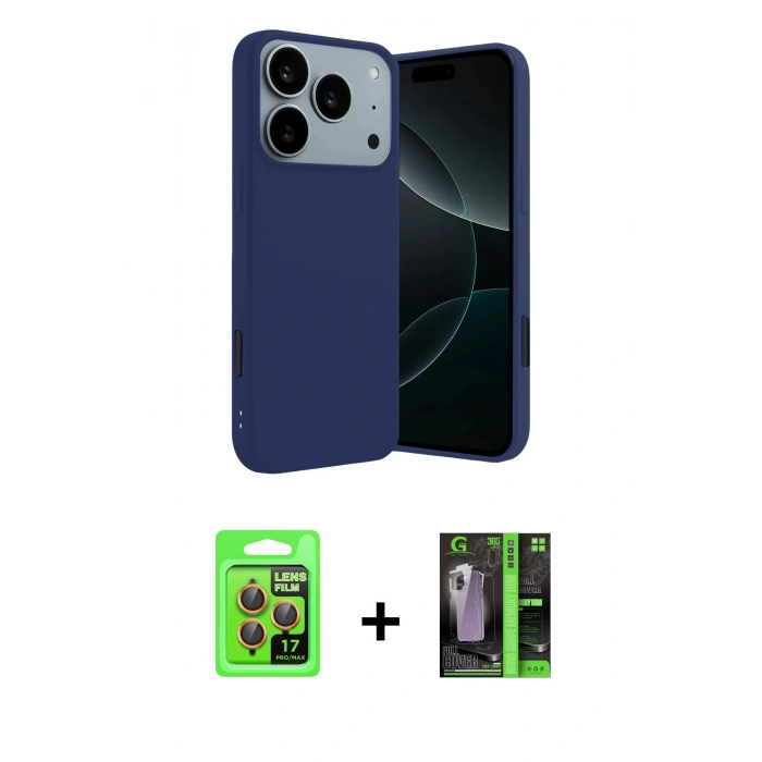 MARSİLYAN™- iPhone 17 Pro Kılıf Kozmos Yansıma Özel Seri - Siyah 360 Mat Full Body Arka Koruyucu + Raze Metal Kamera Lens - TU