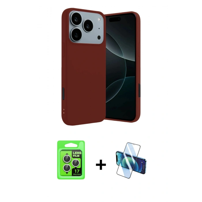 MARSİLYAN™- iPhone 17 Pro Kılıf Kozmos Yansıma Özel Seri - Siyah 3D Antistatik Cam Ekran Koruyucu + Raze Metal Kamera Lens - GS