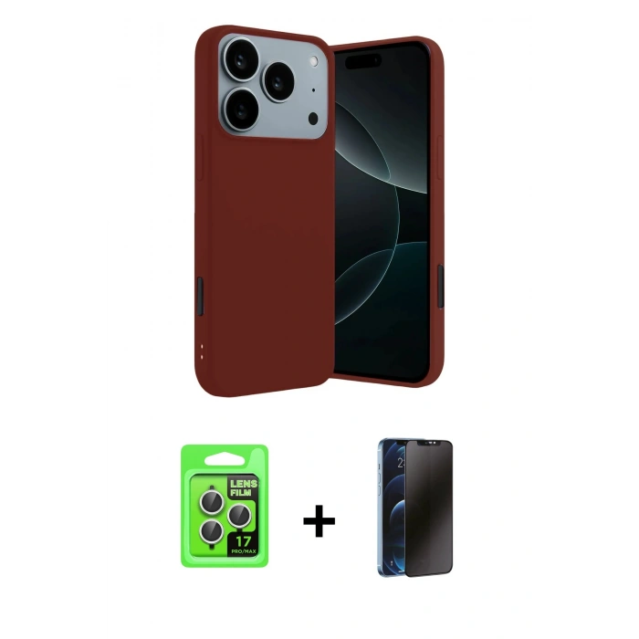 MARSİLYAN™- iPhone 17 Pro Kılıf Kozmos Yansıma Özel Seri - Siyah 3D Antistatik Hayalet Cam Ekran Koruyucu + Raze Metal Kamera Lens - GS