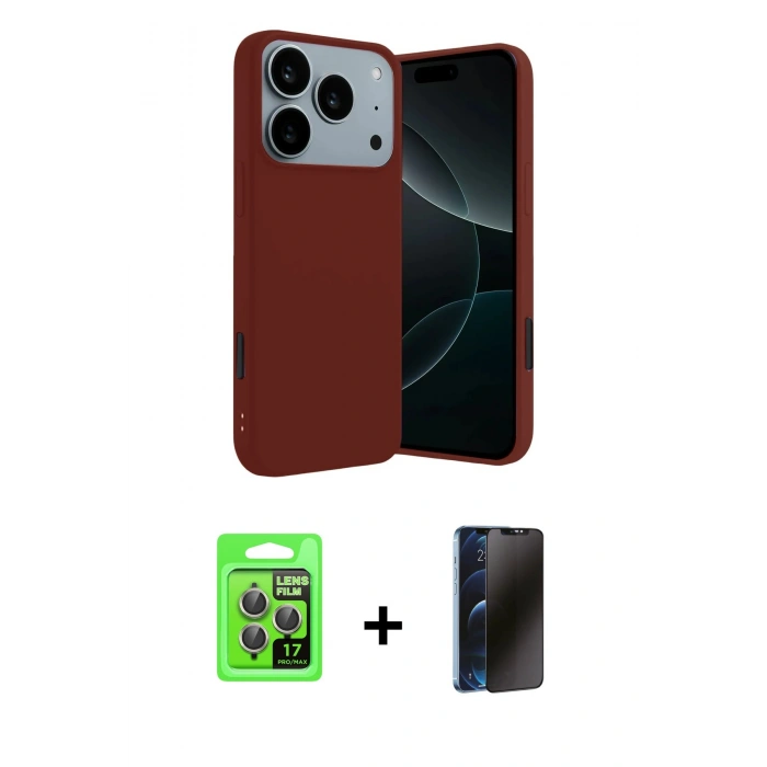 MARSİLYAN™- iPhone 17 Pro Kılıf Kozmos Yansıma Özel Seri - Siyah 3D Antistatik Hayalet Cam Ekran Koruyucu + Raze Metal Kamera Lens - GI