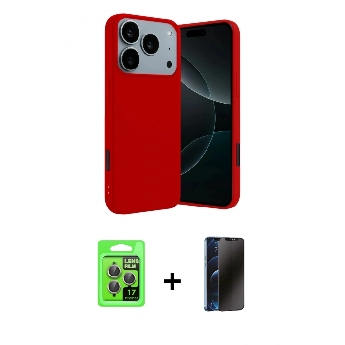 MARSİLYAN™- iPhone 17 Pro Kılıf Kozmos Yansıma Özel Seri - Siyah 3D Antistatik Hayalet Cam Ekran Koruyucu + Raze Metal Kamera Lens - GI