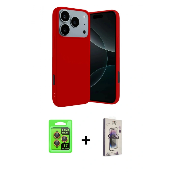 MARSİLYAN™- iPhone 17 Pro Kılıf Kozmos Yansıma Özel Seri - Siyah Bilvis 3D Cam Ekran Koruyucu + Raze Metal Kamera Lens - TU