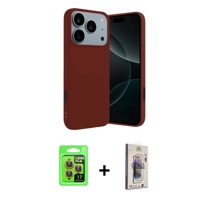 MARSİLYAN™- iPhone 17 Pro Kılıf Kozmos Yansıma Özel Seri - Siyah Bilvis 3D Cam Ekran Koruyucu + Raze Metal Kamera Lens - TU