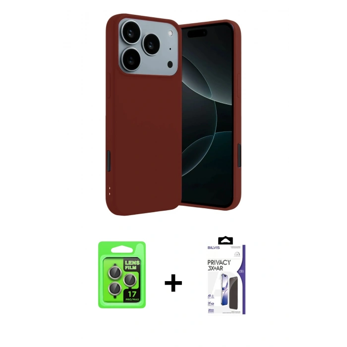 MARSİLYAN™- iPhone 17 Pro Kılıf Kozmos Yansıma Özel Seri - Siyah Bilvis 3X AR Hayalet Cam Ekran Koruyucu + Raze Metal Kamera Lens - GI