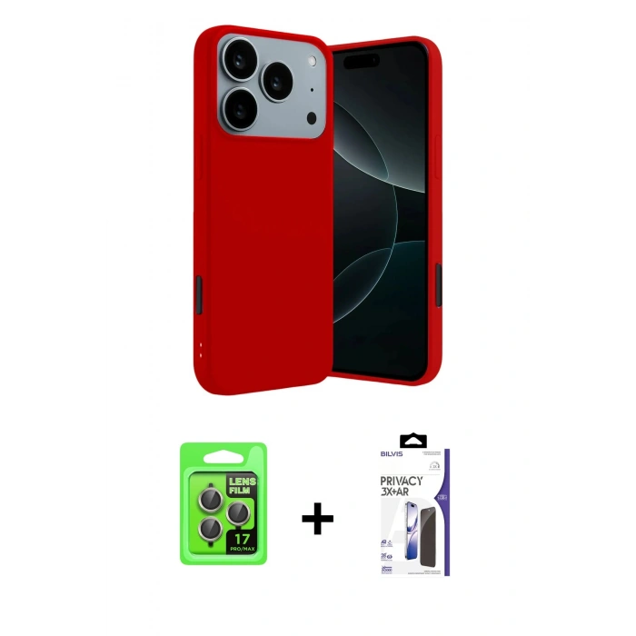 MARSİLYAN™- iPhone 17 Pro Kılıf Kozmos Yansıma Özel Seri - Siyah Bilvis 3X AR Hayalet Cam Ekran Koruyucu + Raze Metal Kamera Lens - GI