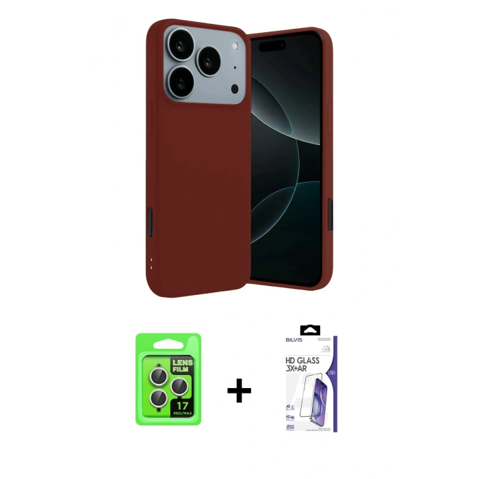 MARSİLYAN™- iPhone 17 Pro Kılıf Kozmos Yansıma Özel Seri - Siyah Bilvis 3X AR HD Cam Ekran Koruyucu + Raze Metal Kamera Lens - GS