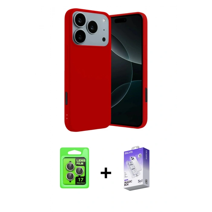 MARSİLYAN™- iPhone 17 Pro Kılıf Kozmos Yansıma Özel Seri - Siyah Bilvis 5in1 3D Magic Cam Ekran Koruyucu + Raze Metal Kamera Lens - GI
