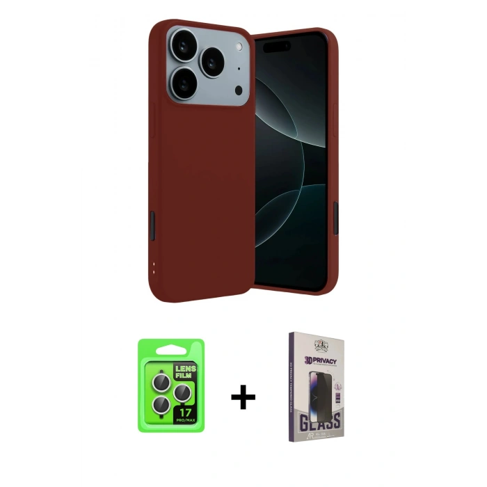 MARSİLYAN™- iPhone 17 Pro Kılıf Kozmos Yansıma Özel Seri - Siyah Bilvis Hayalet Cam Ekran Koruyucu + Raze Metal Kamera Lens - GS