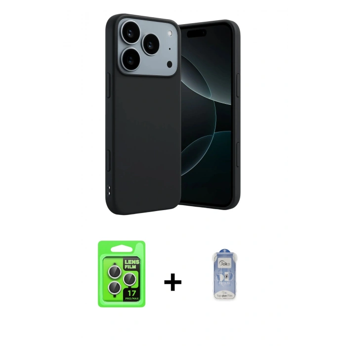 MARSİLYAN™- iPhone 17 Pro Kılıf Kozmos Yansıma Özel Seri - Siyah Joko Magic 5D Cam + Raze Metal Kamera Lens - GS