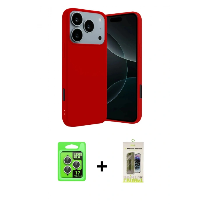 MARSİLYAN™- iPhone 17 Pro Kılıf Kozmos Yansıma Özel Seri - Siyah Joko Magic 5D Hayalet Cam + Gümüş Raze Metal Kamera Lens