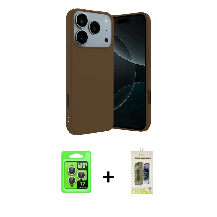 MARSİLYAN™- iPhone 17 Pro Kılıf Kozmos Yansıma Özel Seri - Siyah Joko Magic 5D Hayalet Cam + Gümüş Raze Metal Kamera Lens