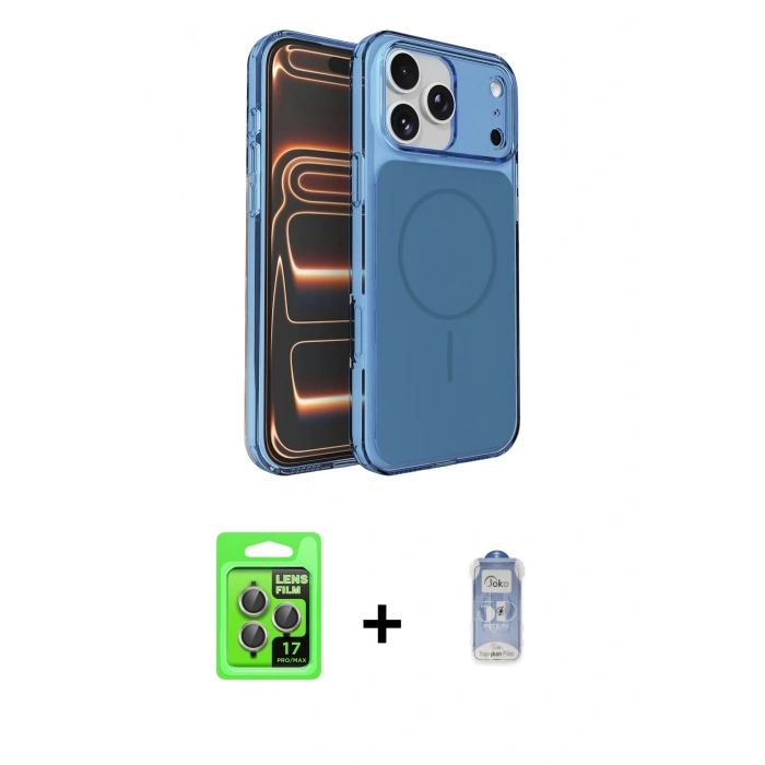 MARSİLYAN™- iPhone 17 Pro Kılıf Kutup Doku Serisi - Siyah Joko Magic 5D Cam + Raze Metal Kamera Lens - GI