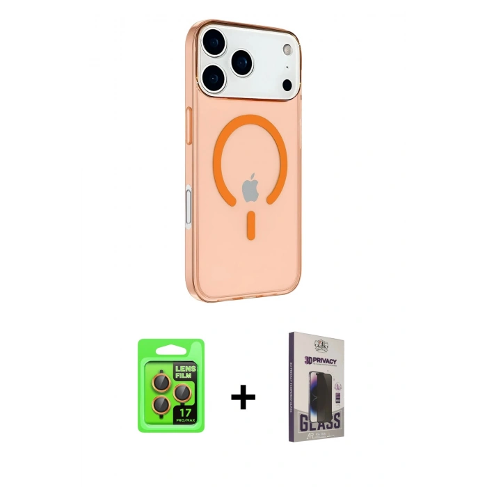 MARSİLYAN™- iPhone 17 Pro Kılıf Kutup Klasik Serisi - Siyah Bilvis Hayalet Cam Ekran Koruyucu + Raze Metal Kamera Lens - TU