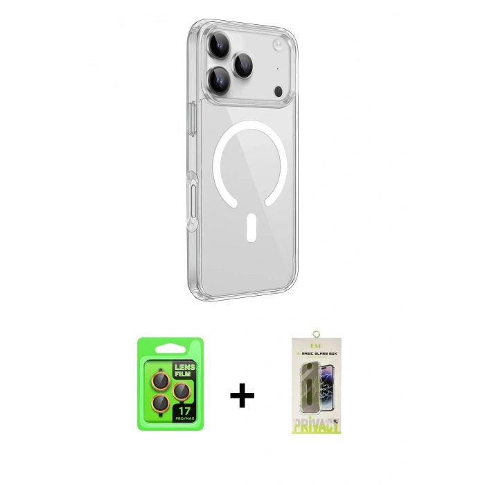 MARSİLYAN™- iPhone 17 Pro Kılıf Kutup Klasik Serisi - Siyah Joko Magic 5D Hayalet Cam + Raze Metal Kamera Lens - TU
