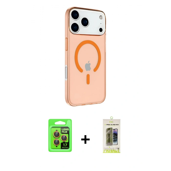 MARSİLYAN™- iPhone 17 Pro Kılıf Kutup Klasik Serisi - Siyah Joko Magic 5D Hayalet Cam + Raze Metal Kamera Lens - TU