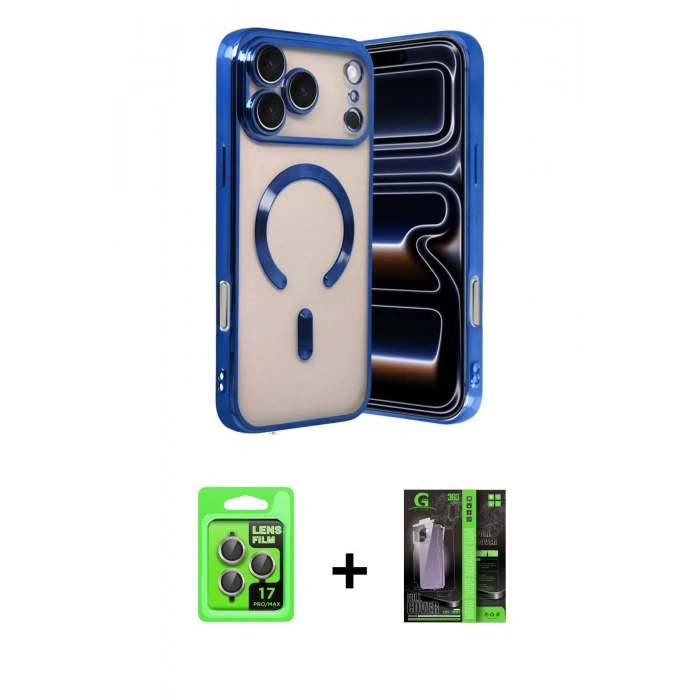 MARSİLYAN™- iPhone 17 Pro Kılıf Nova Işık Özel Seri - Şeffaf 360 Full Body Arka Koruyucu + Raze Metal Kamera Lens - GI