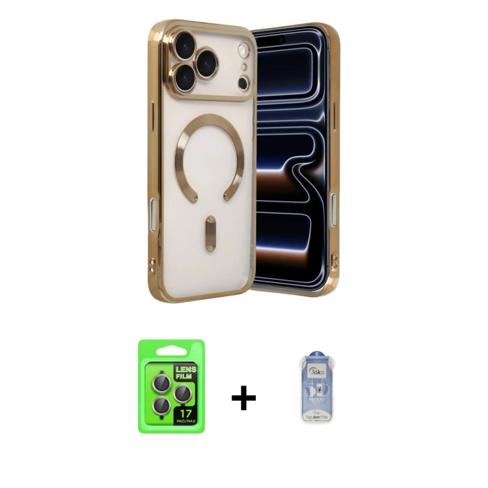 MARSİLYAN™- iPhone 17 Pro Kılıf Nova Işık Özel Seri - Siyah Joko Magic 5D Cam + Raze Metal Kamera Lens - GI