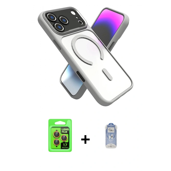 MARSİLYAN™- iPhone 17 Pro Kılıf Nova Yansıma Serisi - Siyah Joko Magic 5D Cam + Raze Metal Kamera Lens - TU