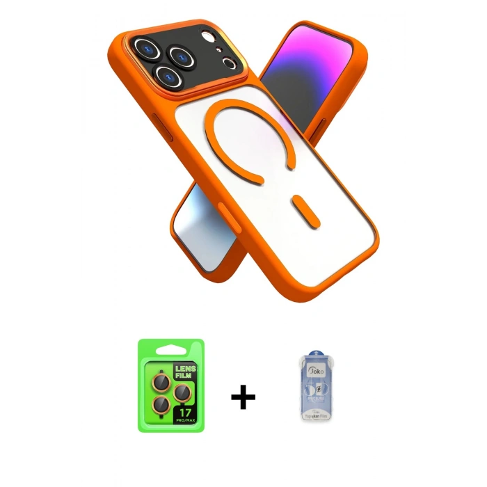 MARSİLYAN™- iPhone 17 Pro Kılıf Nova Yansıma Serisi - Siyah Joko Magic 5D Cam + Raze Metal Kamera Lens - TU