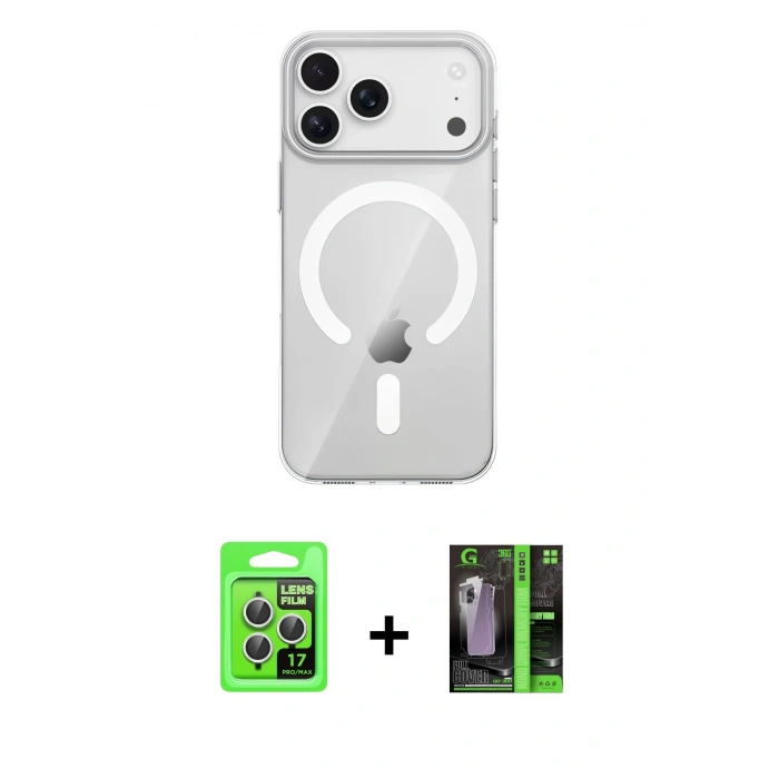 MARSİLYAN™- iPhone 17 Pro Kılıf Pusula Form Özel Seri - Siyah 360 Mat Full Body Arka Koruyucu + Raze Metal Kamera Lens - GS