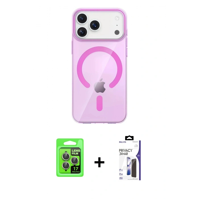 MARSİLYAN™- iPhone 17 Pro Kılıf Pusula Form Özel Seri - Siyah Bilvis 3X AR Hayalet Cam Ekran Koruyucu + Raze Metal Kamera Lens - GI