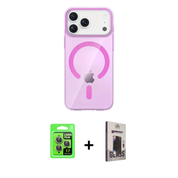 MARSİLYAN™- iPhone 17 Pro Kılıf Pusula Form Özel Seri - Siyah Bilvis Hayalet Cam Ekran Koruyucu + Raze Metal Kamera Lens - GI