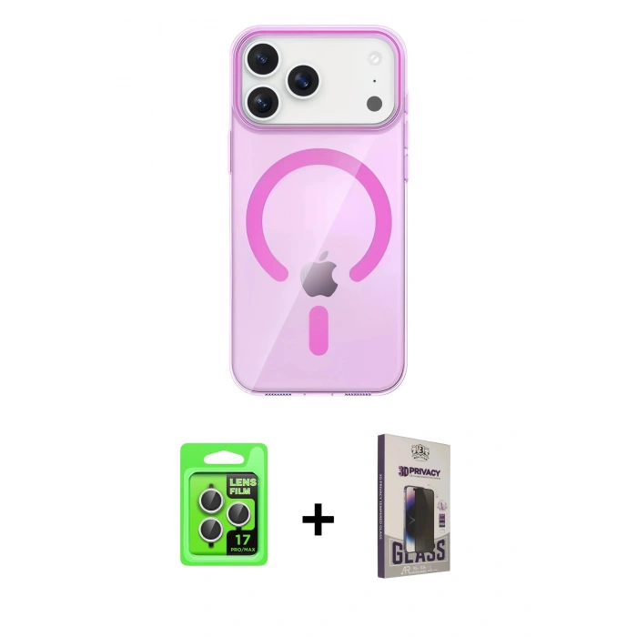 MARSİLYAN™- iPhone 17 Pro Kılıf Pusula Form Özel Seri - Siyah Bilvis Hayalet Cam Ekran Koruyucu + Raze Metal Kamera Lens - GS