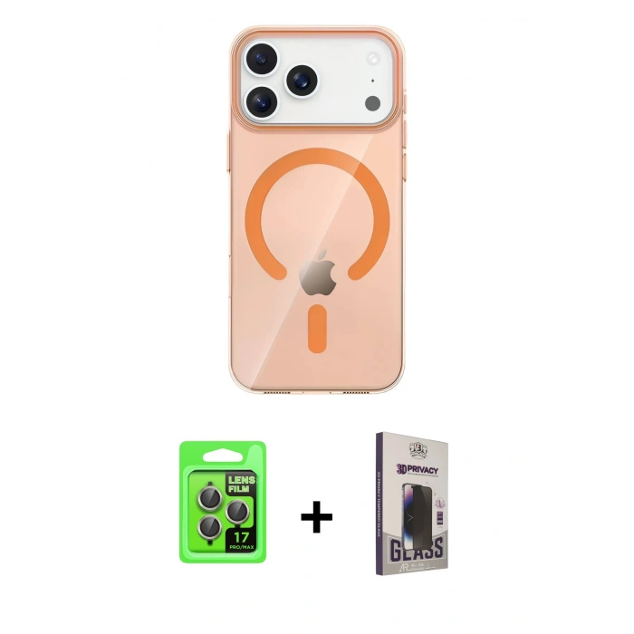 MARSİLYAN™- iPhone 17 Pro Kılıf Pusula Form Özel Seri - Siyah Bilvis Hayalet Cam Ekran Koruyucu + Raze Metal Kamera Lens - GI