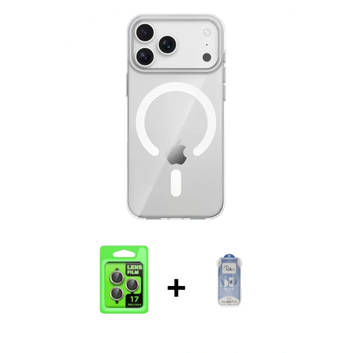 MARSİLYAN™- iPhone 17 Pro Kılıf Pusula Form Özel Seri - Siyah Joko Magic 5D Cam + Gri Raze Metal Kamera Lens