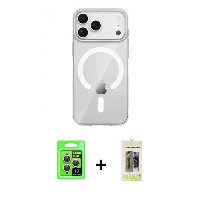 MARSİLYAN™- iPhone 17 Pro Kılıf Pusula Form Özel Seri - Siyah Joko Magic 5D Hayalet Cam + Raze Metal Kamera Lens - GS