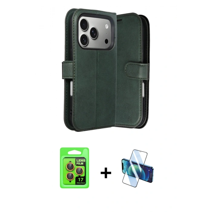 MARSİLYAN™- iPhone 17 Pro Kılıf Siluet Işık Serisi - Siyah 3D Antistatik Cam Ekran Koruyucu + Raze Metal Kamera Lens - TU